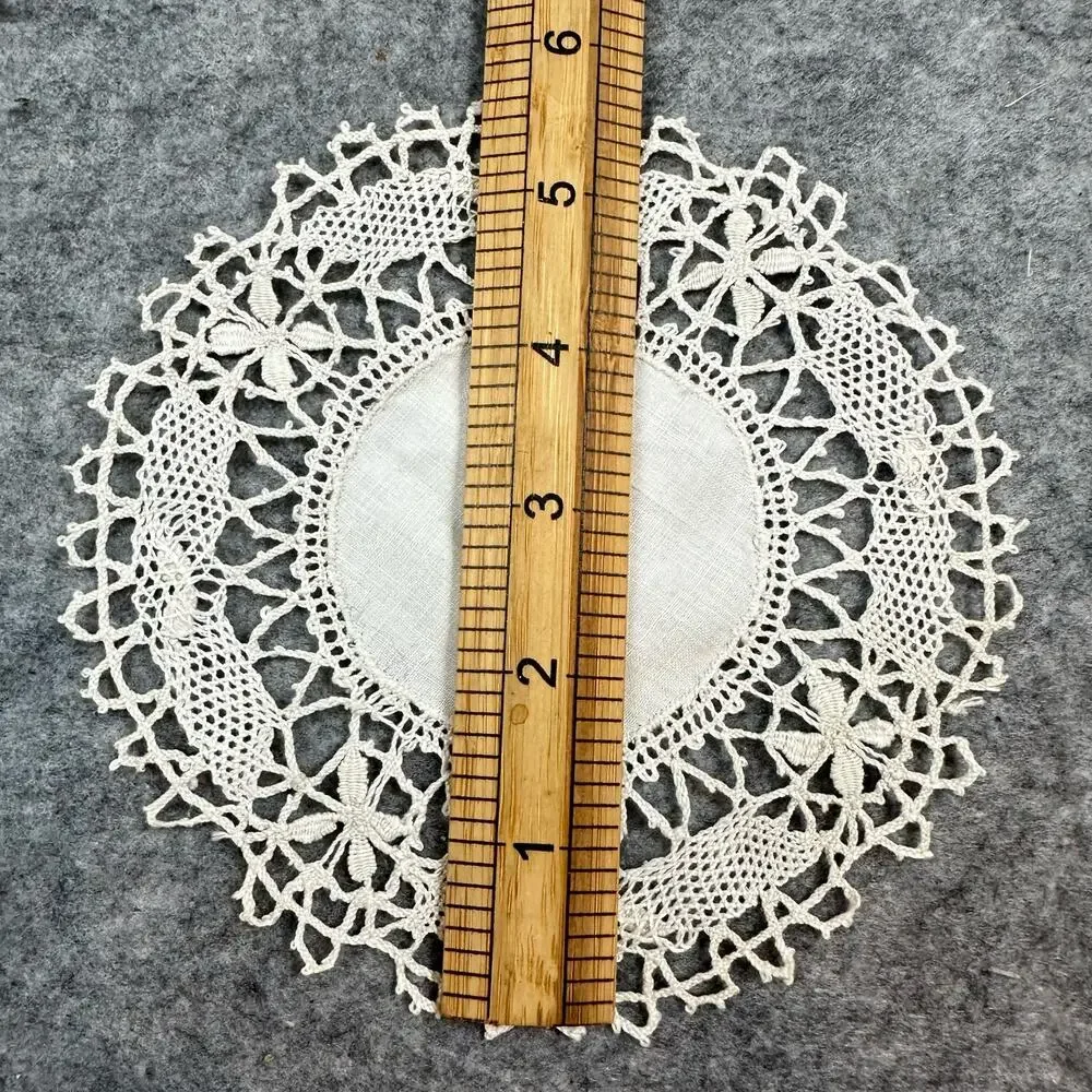 Set of 3 Matching Hand Crocheted Doilies Doily Coasters Vintage Antique Lace